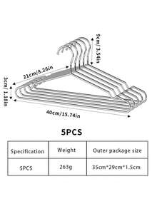 Stainless Steel Clothes Hanger 5pcs/10pcs - Silver - View 12