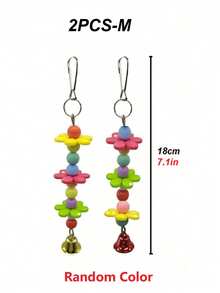 1pc Acrylic Colorful Flower Shaped Bell With Sound For Bird Bite Toys, Universal For Four Seasons, Random Color And Style - Multicolor - View 13