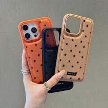 1 pièce Étui de téléphone créatif avec motif d'étoile noir à texture  matelassé, convient pour les séries 11 12 13 14 15 16 17, idéal comme cadeau pour la famille, les amis et diverses occasions - Noir - Voir 4