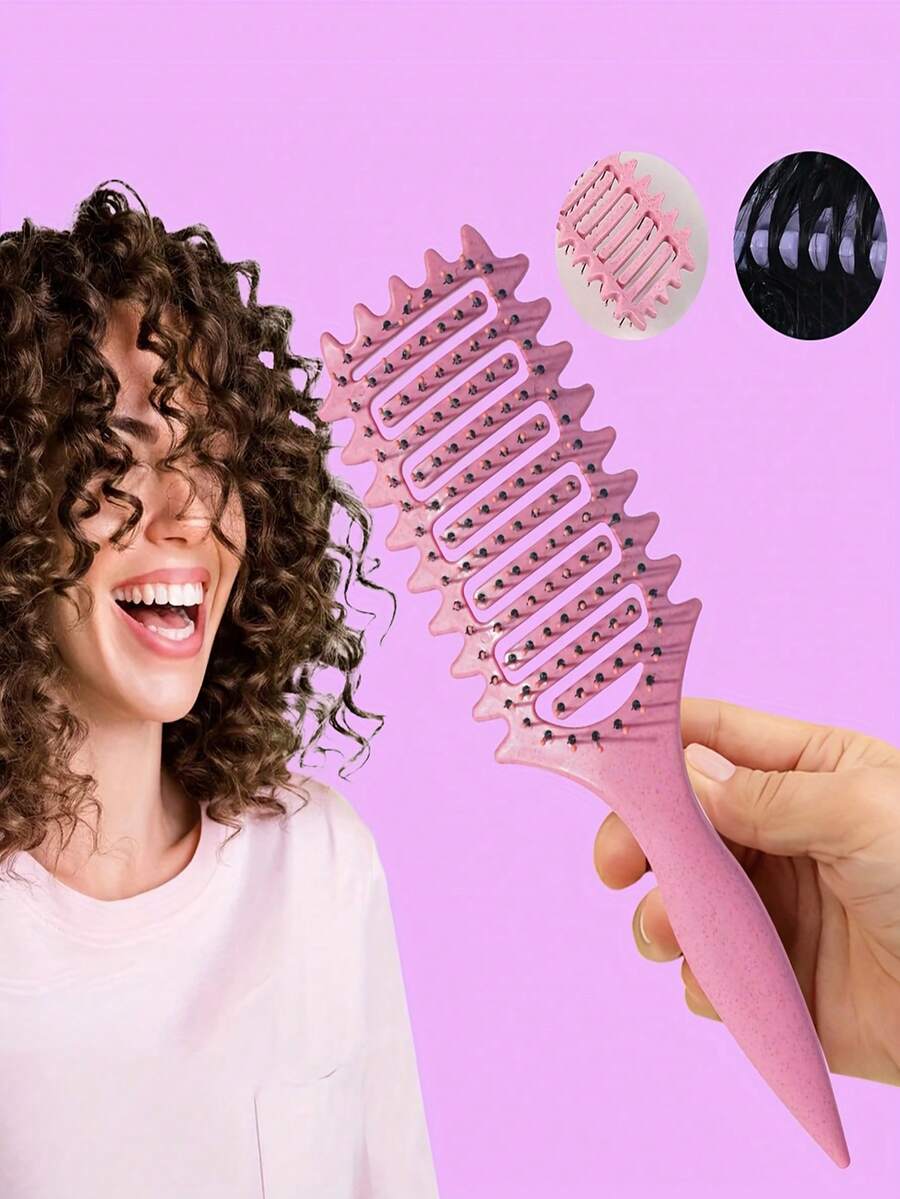 1支女士卷发梳，透气造型卷发器，适合所有发质，释放卷发潜能，打造各种发型，成就完美造型 - 彩色 - 查看 1