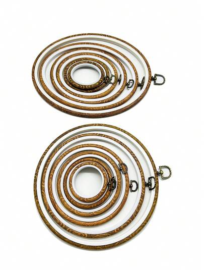 [Vintage Embroidery Hoop] Round/Oval Faux Wood Grain Embroidery Hoop - Auxiliary Tool, Suitable For Embroidery Crafts Sewing And DIY Handmade Cross Stitch Frame