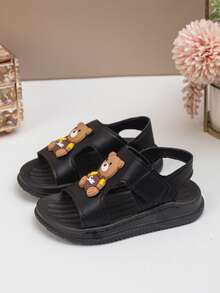 1 Pair Kids Summer Sandals, Fashionable Boys' Soft Bottom Anti-Slip Toddler Shoes, Children Shoes For Girls - Black - View 2