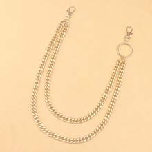 Fashionable Double-Layer Metal Pant Chain, Versatile Minimalist Denim Clothing Accessory Pant Chain, Crocodile Texture Bohemian Stainless Steel Metal Pant Chain, All Season - Gold - View 4