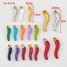 5pcs Stainless Steel Chili Pepper Pendant, Suitable For DIY Necklace, Bracelet, Earring Jewelry Making - 5pcs - View 3