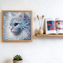 1件套5D DIY珍珠钻石画套装，尺寸30x30厘米，优雅白猫主题艺术画，创意装饰手工珍珠马赛克，适合家居装饰、DIY爱好者以及送礼，无框 - 查看 6
