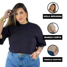 Women's Cropped Top Plus Size Short T-Shirt - trắng - Xem 6