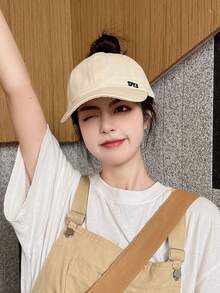 1pc Solid Color Letter Baseball Cap, Women's Large Brim Sun Protection Hat For Summer, Driving, Outdoor, Beach - A - View 4