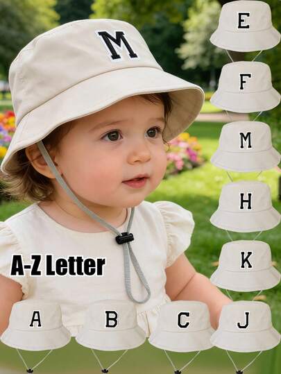 1pc Baby Child 26-Letter Bucket Hat,Toddler Kids Baby Boys/Girls Sun Hat For Outdoor, Travel,Daily Life
