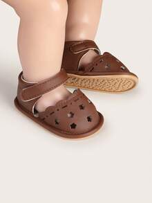 Infant/Toddler Girls' Summer Sandals, Non-Slip Rubber Sole Breathable Walking Shoes, 6-12 Months Infant Slippers - Brown - View 3