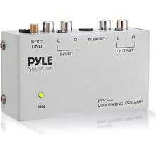 Pyle - Preamplificador Phono Tocadiscos: minipreamplificador de fonógrafo estéreo de audio electrónico con entrada RCA salida RCA y funcionamiento con bajo nivel de ruido alimentado por un adaptador de corriente continua de 12 voltios PP444 - gris - Ver 2