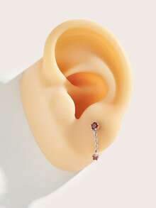 1pc Minimalist Diamond Stainless Steel Stud Earrings, Suitable For Women's Daily Wear - Diamond - View 4