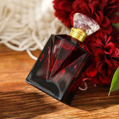 1瓶100毫升高级奢华钻石形无焰香薰，玫瑰香型，持久留香，清新自然，家居空气清新剂，独特香氛，除臭香氛，舒缓提神，提升格调，情人节理想礼物，高品质香氛，日常送礼佳选