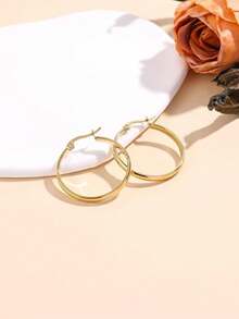 Pendientes hipoalergénicos de acero inoxidable chapados en oro de 14K, regalo para mujeres - Multicolor - Ver 2