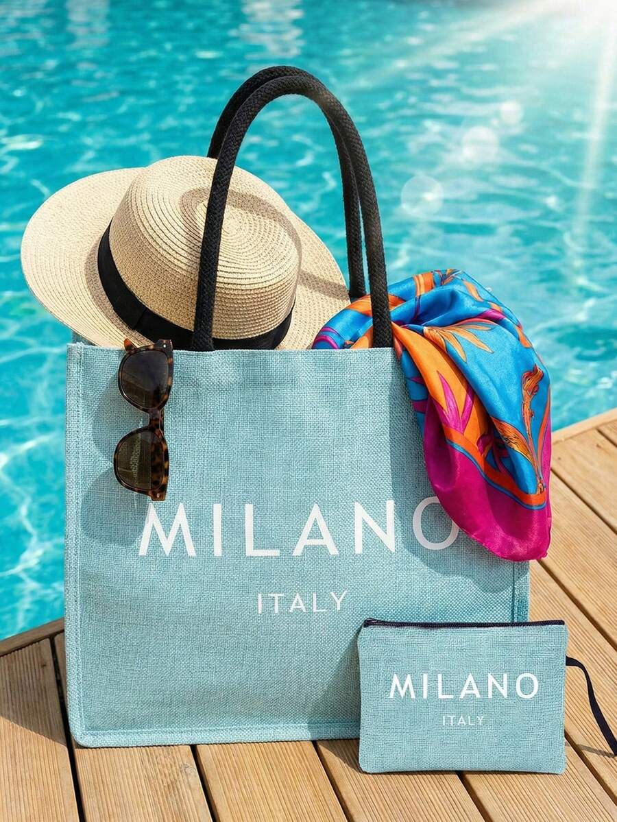 Bộ túi tote bằng vải lanh, bao gồm một túi tote in chữ "Milano Italy" và một túi nhỏ in họa tiết, với các chữ cái, hoa văn, v.v., có thể được cá nhân hóa và tùy chỉnh. Kích thước túi phù hợp cho đám cưới, sinh nhật, đi biển, lễ hội và các dịp khác. Đây là món quà dành cho phụ nữ, các bà mẹ, giáo viên, bạn bè, phù dâu, sinh viên và học sinh trở lại trường, cũng như quà tặng sinh nhật và ngày Valentine. - Nhiều màu - Xem 1