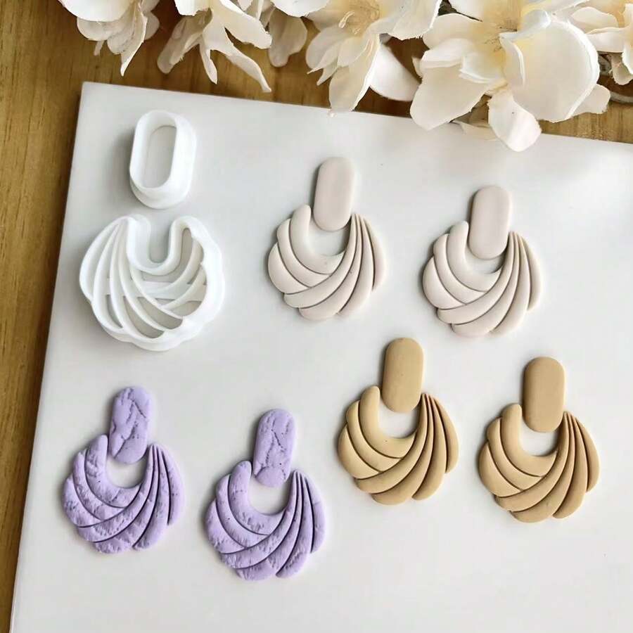 Bohemian Geometric Striped Embossed Clay Sculpting Tool, Elegant Design Mold Suitable For DIY Earrings And Jewelry Making, Handmade Earring Design And Crafting - White - View 1