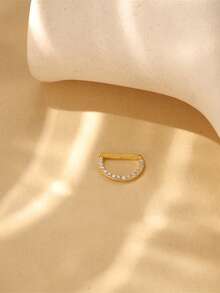 SereneSpark 1件925纯银经典半圆形立方氧化锆鼻环，轻盈低敏耳环，适合女性日常佩戴、约会、度假、婚礼、派对、节日礼物 - 金色 - 查看 4