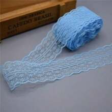 Bilateral Non-Elastic Lace Handmade DIY Clothing Curtains Sofa Sewing Lace Accessories Width 4.5CM Length 1000CM - màu xanh da trời - Xem 6