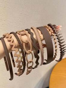 8pcs Girls' Casual Versatile Anti-Slip Plastic Toothed Headbands - Plastic Headband - View 7