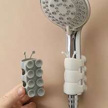 2pcs/1pc -Shaped Shower Head Holder, Universal Suction Cup Shower Head Base Stand, No Need To Drill Holes, Movable And Fixed Base, Shower Accessory. - A - View 5