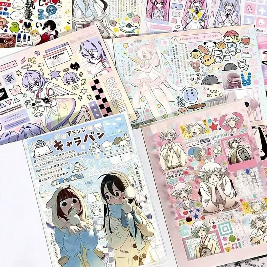 日系复古极简INS风杂志人物造型贴纸书，包含动漫、可爱、复古少女等多种风格，配有自粘贴纸，可用于装饰日记本、剪贴簿、卡片、相框、笔记本、铅笔盒、智能手机等。剪贴簿用品文具趣味贴纸