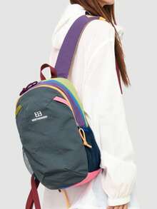 Color-Blocked Outdoor Mini Nylon Backpack Women Purse; Multi-Functional Stylish Day Bag; Multi-Pocket Lightweight Travel Bag; Large-Capacity Minimalist School Bag; Convenient Book Bag, Suitable For Students, Nurses, Teachers, Business People, Travel, Business Trips, Daily Commutes, Shopping, Office, Dates, Hiking, Training, Work, Birthday Gifts, Holiday Gifts, Mochilas - Multicolor - View 10