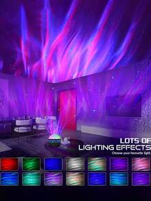 1 pieza Proyector de luz LED Aurora Boreal, Lámpara de atmósfera de cielo estrellado, Patrones multicolor disponibles, Algunos modelos con control remoto, Proyector de cortina de estrellas de galaxia, Proyector de luz nocturna para dormitorio, Iluminación de cine en casa, Decoración de techo, Decoración de regalo, Regalo de vacaciones, Luz de camping, Decoración de boda, Luz nocturna de atmósfera romántica - Multicolor - Ver 2