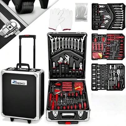 46pcs Professional Automotive Repair Tool Kit: Portable, Durable And Easy-To-Use Ratchet Wrench Set - Suitable For Car, Boat, Motorcycle Repair, Home Industrial Maintenance, Portable Tool Chest | Tool Set / Tool Box | Chrome Vanadium Steel Toolbox
