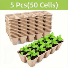 50pcs Seed Starter Trays, Peat Moss Seedling Pots, Seed Germination Kit, Plant Propagation Tray - 50 Cells - View 1