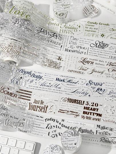 1 Roll Synthetic Paper Die-Cut Tape, Letter Ins Style Scrapbooking Material, Slow Writing Blank Cloud Series, Suitable For Gifts, Office, Home, Marking, Labels, Classroom, Entertainment Toys, Student Planner Creative Retro Decoration DIY Stickers