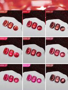 15毫升容量，2026年新款流行新年幸运红猫眼指甲油套装，包含流行玫瑰、鸽血红宝石、果酱紫、金色火龙果水晶石玻璃珠猫眼凝胶指甲油。适合所有季节的美甲，需搭配底油和封层油使用，并需紫外线照射。 - 彩色 - 查看 6