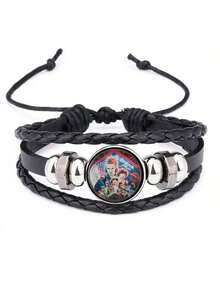 1条奇幻时光宝石黑色编织皮手链，款式随机，新年礼物，情人节礼物，复活节礼物 - 彩色 - 查看 3