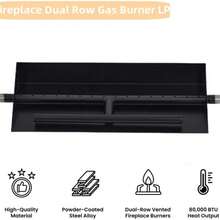 18 Inch Gas Fireplace Burner Pan, Compatible With Propane & Natural Gas, Heavy-Duty Powder Coated Steel For Indoor/Outdoor Fire Pits, Gas Logs, Fireplace Inserts - B - View 2