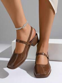 Women's High Heel Shoes, High Heel Pumps, Solid Color Fashion Shoes - Brown - View 5