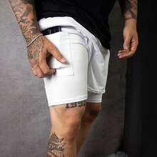 2-In-1 Compression Shorts Jiu-Jitsu Attack Martial Arts Street - White - View 5