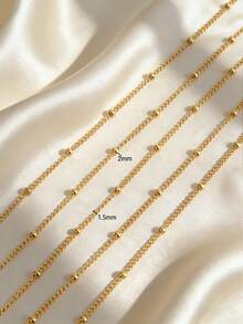 2m/Pack Minimalist Fashion DIY Chain, 18k Gold Side Bead Chain, Side Twist Chain, Spacer Bead Chain, Suitable For Making Bracelets, Necklaces, Chokers - 2m/pack - View 4
