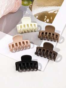 5个/1个日常棕色玳瑁发夹套装，适合甜美女孩的发型设计，纯色简约，适用于小马尾、中马尾、高马尾、蓬松波浪卷发、盘发等各种发型。这款发夹套装包含发夹、发卡、发夹、发卡、发爪夹等，是秋冬季休闲发饰的理想之选，也适合度假、夏季海滩等场合。 - 彩色 - 查看 5