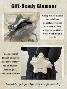 New Fashion, Classic, Cute Solid Color PU Waterproof Fabric, Letter Pattern Decoration Design, Star-Shaped Special-Shaped Bag, Metal Chain Crossbody Bag, Mini Crossbody Bag With Star Pattern, PU Material With Zipper Closure And Chain Strap, Suitable For Small Households To Carry Crossbody When Shopping - Nhiều màu - Xem 10