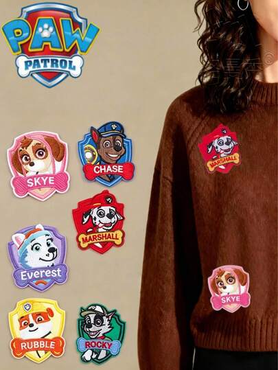  2pcs/7pcs Random Color & Style Paw Patrol Cartoon Badge, Cartoon Dog Pattern Patch, Cute Embroidered Cartoon Badge, Paw Patrol Embroidered Logo Armband, Clothing Decor Patch, Ironing Or Sewing Embroidered Badge Label, Suitable For Backpack, Vest, Sports Bag, Hat, Clothes, Pants, Jeans Decoration, Suitable For Birthday Gift, Graduation Gift