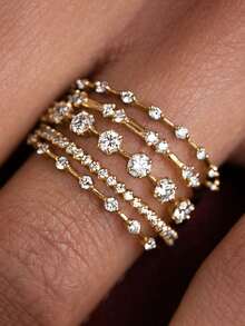 1 pièce Bague cubique en zircone élégante pour femmes pour mariage, fiançailles, anniversaire, fête, bijoux, cadeau de la Saint-Valentin - 1# - Voir 11