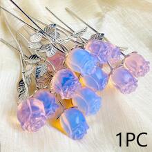 1pc Natural Quartz Carved Rose - Beautiful Quartz Crystal Flower Decor, Suitable For Jewelry Making, Decorations, Home & Office, Also Great For Halloween Gifts - Multicolor - View 14