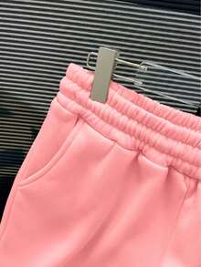Basic Plain Sweatpants, Comfortable For Everyday Wear, Streetwear, Urban Culture, Street Fashion, Skater, Unisex, Men's And Women's, 50% Cotton, 50% Polyester, Top Premium Streetwear, New Release, Immediate Shipping, Various Colors!! - 淺粉色 - 查看 3