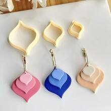 3件套复古风格聚合物粘土模具切割器套装，DIY珠宝制作工艺工具套装，适用于粘土塑形和手工珠宝制作，派对和节日主题 - 黃色 - 查看 1