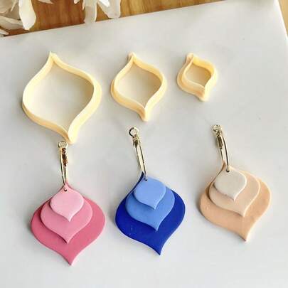 3件套复古风格聚合物粘土模具切割器套装，DIY珠宝制作工艺工具套装，适用于粘土塑形和手工珠宝制作，派对和节日主题