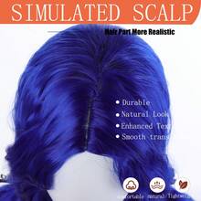 European And American Long Curly Wig, Blue Big Wave Synthetic Wig Full Head Cap For Women - Blue - View 5