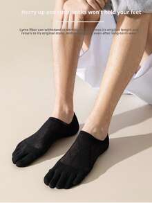 1/3/5 Đôi tất nam thoáng khí, lưới, không lộ ngón chân, tất thuyền năm ngón thoải mái, tất ngắn chống trượt, vô hình để mặc hàng ngày, tất cổ thấp kiểu dáng thường ngày với họa tiết lưới. - Nhiều màu - Xem 7