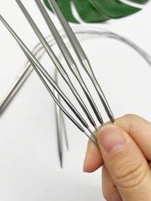 3pcs 80cm Stainless Steel Circular Knitting Needles, Polished Smooth Needle Body With Round Needle Tips, Durable And Flexible Connecting Cord, Beginner-Friendly DIY Knitting Tool, Suitable For Knitting Sweaters, Blankets, Cardigans And Other Knitted Projects - All Stainless Steel Circular Knitting Needles - View 10