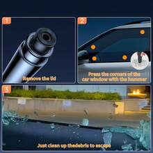 1个带安全带切割器的紧急安全锤，便携式汽车和家庭逃生工具 - 黑色 - 查看 6