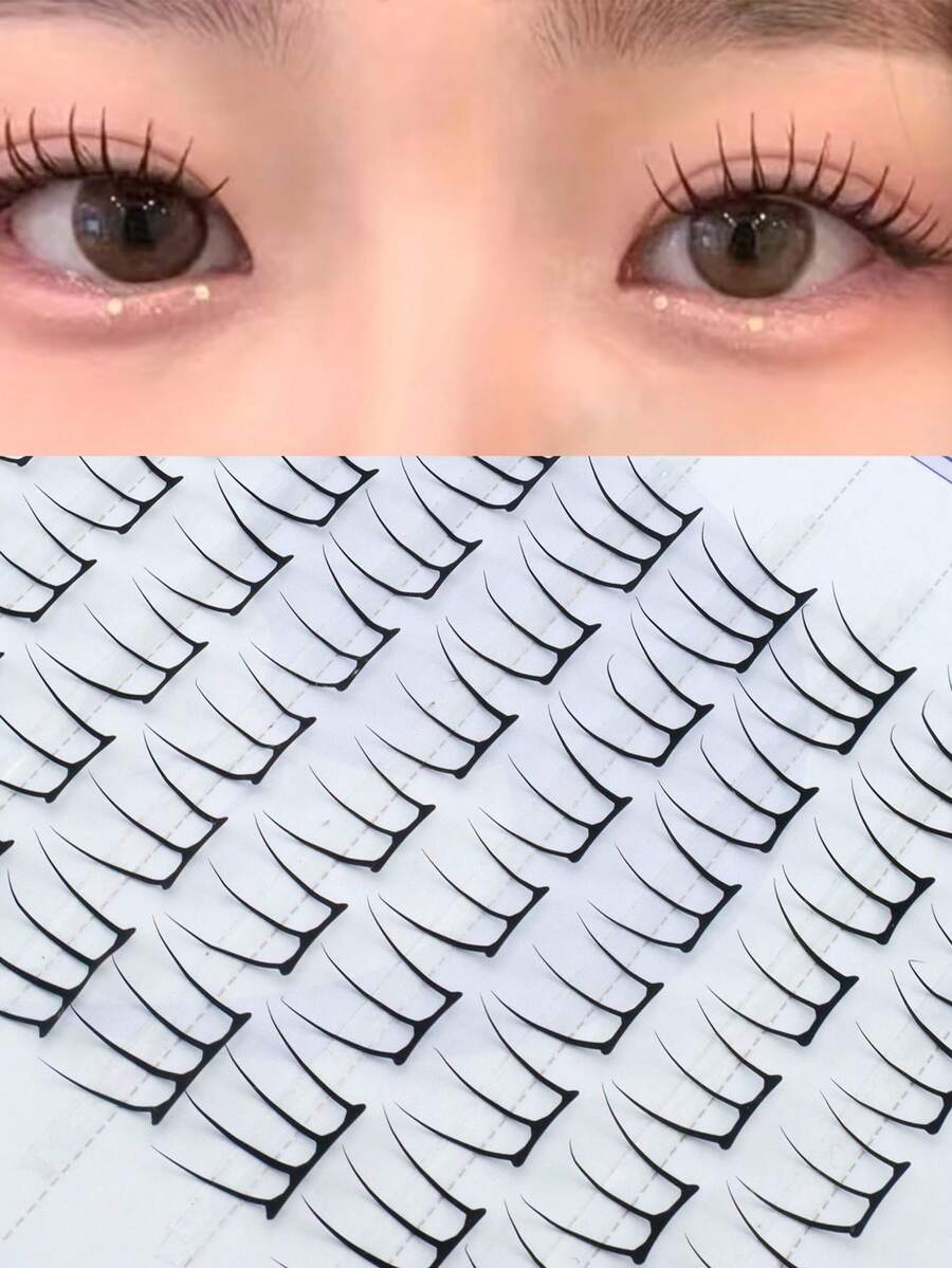 60片/套 薄片D卷动漫猫爪3D自然款假睫毛，轻盈日常佩戴及约会妆容 - 查看 1