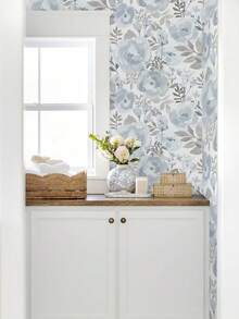 1卷复古简约花卉壁纸，精致室内装饰膜，适用于房间橱柜等装饰壁纸翻新，各种房间墙面装饰壁纸，易于安装，手工工艺壁纸 - e - 查看 6