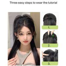 紫色缎面香蕉夹马尾假发爪夹长卷发假发辫子接发片 - 彩色 - 查看 9